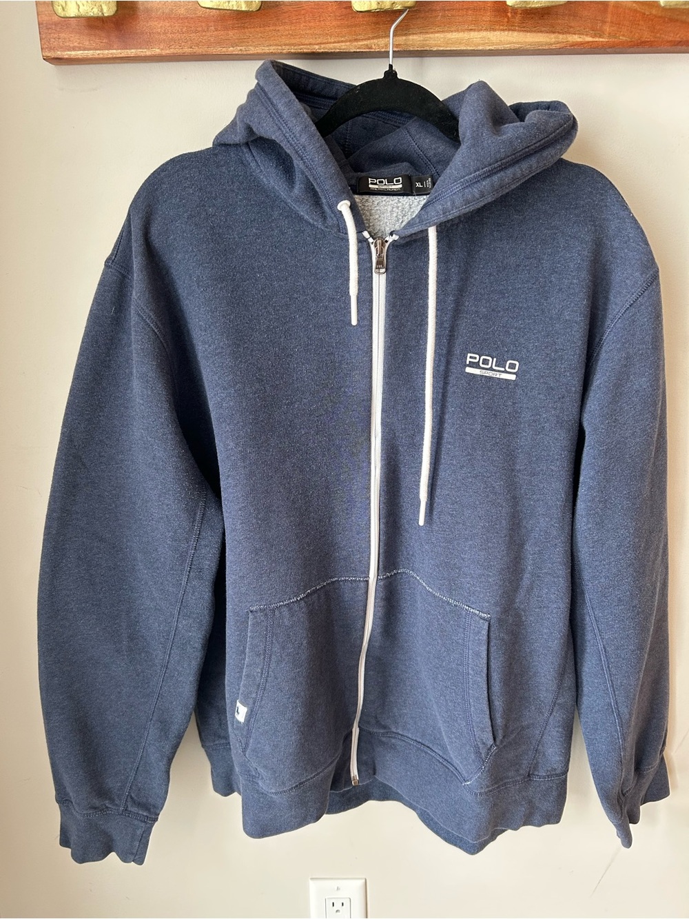 Polo Sport Ralph Lauren XL Navy Full Zip Hoodie Preppy Big and Tall Oversized